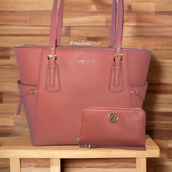 Michael Kors Voyager Leather Tote + Wallet in  Cinnamon BRAND NEW - Picture 2 of 10